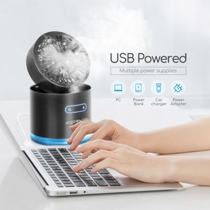 Aigostar - Mini ventilador de mesa inalámbrico RGB con efecto niebla MIST 10W/5V 2000mAh negro