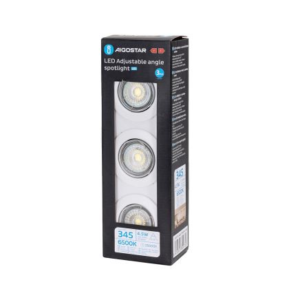 Aigostar - Pack 3x luminarias empotradas LED 1xGU10/4,5W/230V 6500K blancas