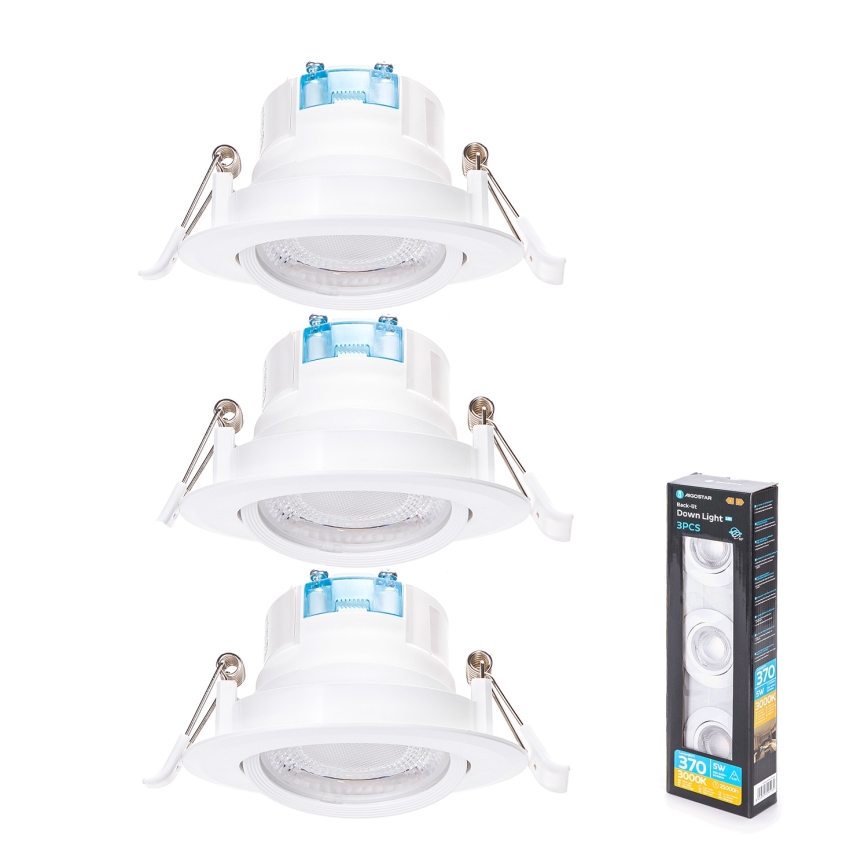 Aigostar - Pack de 3 downlights empotrables LED/5W/230V/3000K Ø 8,5 cm blancos