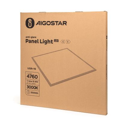 Aigostar - Panel LED de superficie/28W/230V High Efficiency UGR19 3000K 59,5x59,5 cm