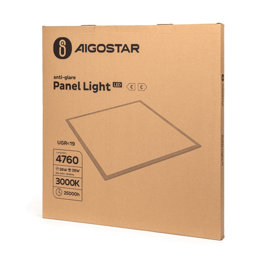 Aigostar - Panel LED de superficie/28W/230V High Efficiency UGR19 3000K 59,5x59,5 cm