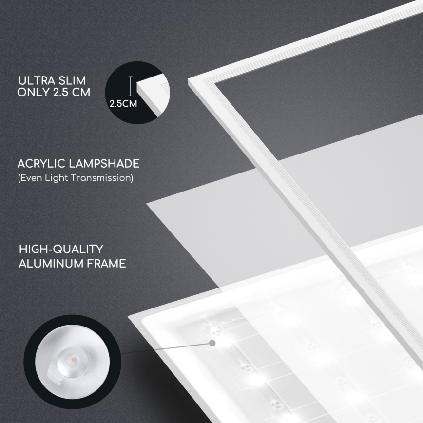 Aigostar - Panel LED empotrado LED/40W/230V 6500K 60x60cm blanco