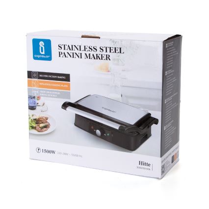 Aigostar - Parrilla de contacto 1500W/230V cromo mate/negro