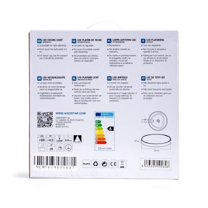 Aigostar - Plafón LED/12W/230V 3000K 23 cm de diámetro blanco