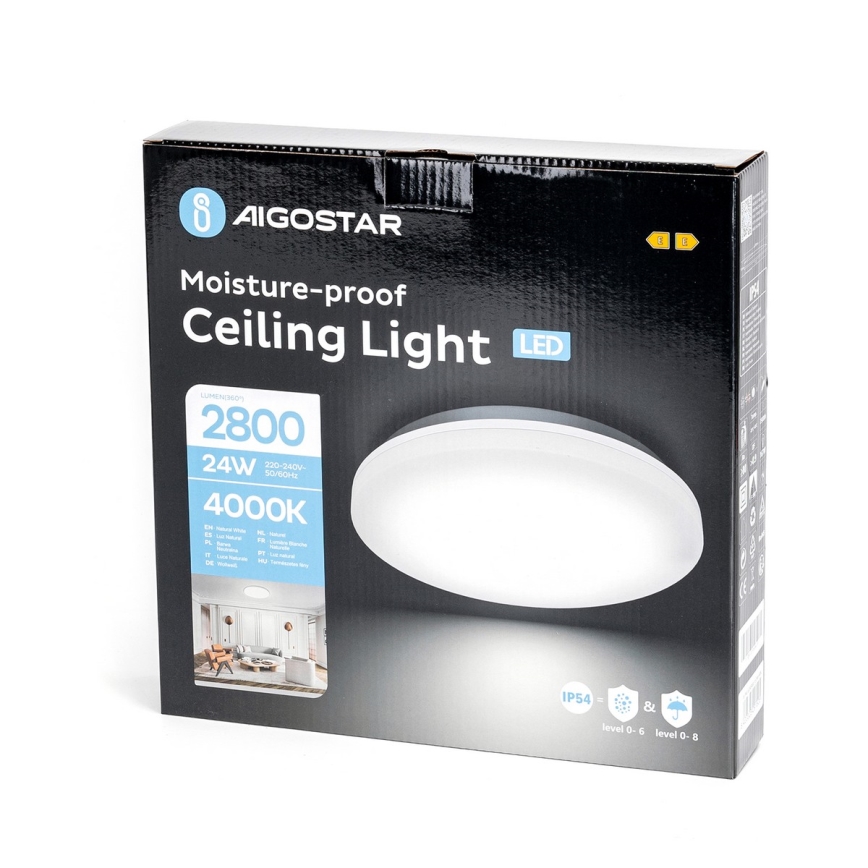 Aigostar - Plafón LED de baño LED/24W/230V 4000K IP54