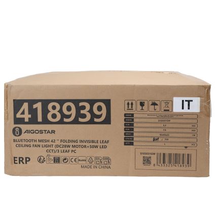 Aigostar - LED Plafón regulable con ventilador MESH LED/50W/230V 2700-6500K blanco + control remoto