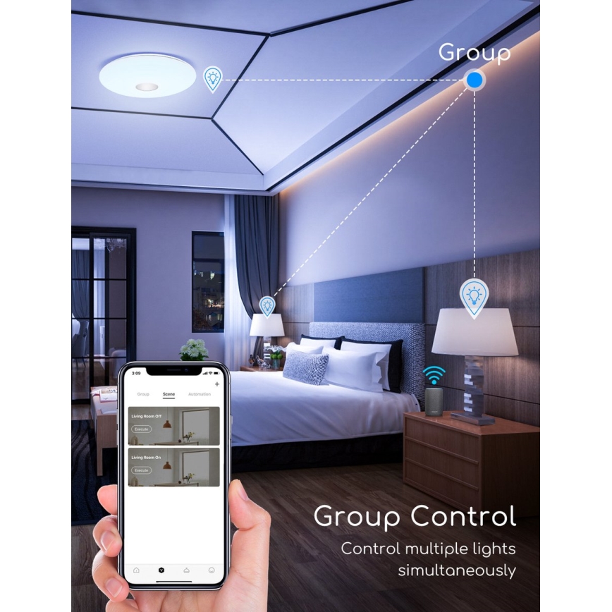 Aigostar - Plafón LED RGBW regulable 18W/230V diá. 34 cm Wi-Fi