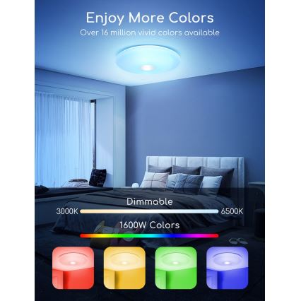 Aigostar - Plafón LED RGBW regulable 18W/230V diá. 34 cm Wi-Fi