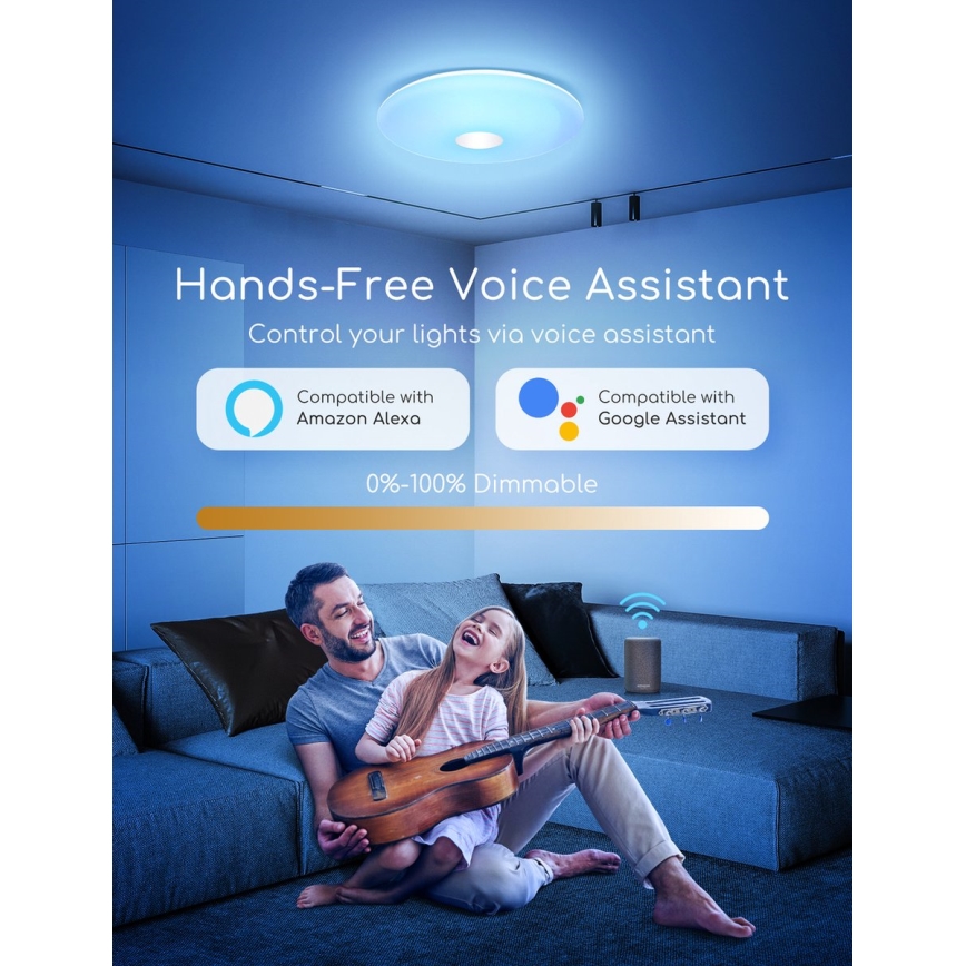 Aigostar - Plafón LED RGBW regulable 18W/230V diá. 34 cm Wi-Fi