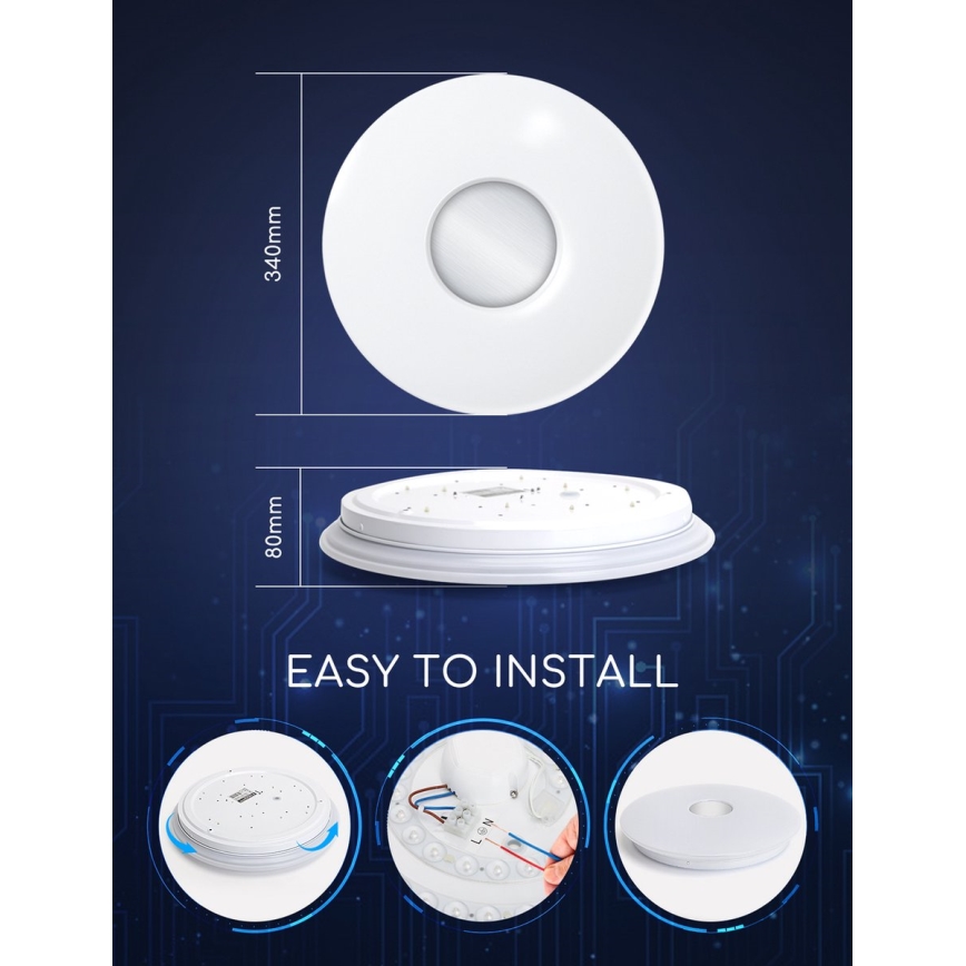 Aigostar - Plafón LED RGBW regulable 18W/230V diá. 34 cm Wi-Fi