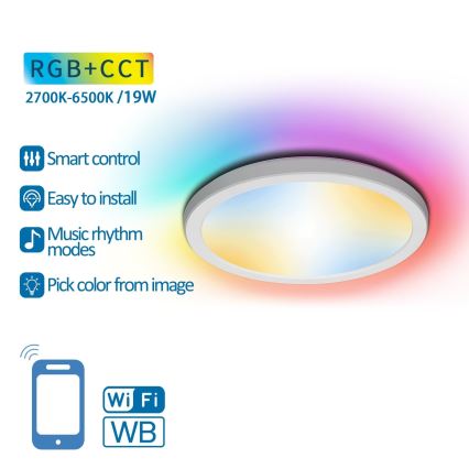 Aigostar - Plafón LED RGBW regulable LED/19W/230V 2700-6500K Wi-Fi
