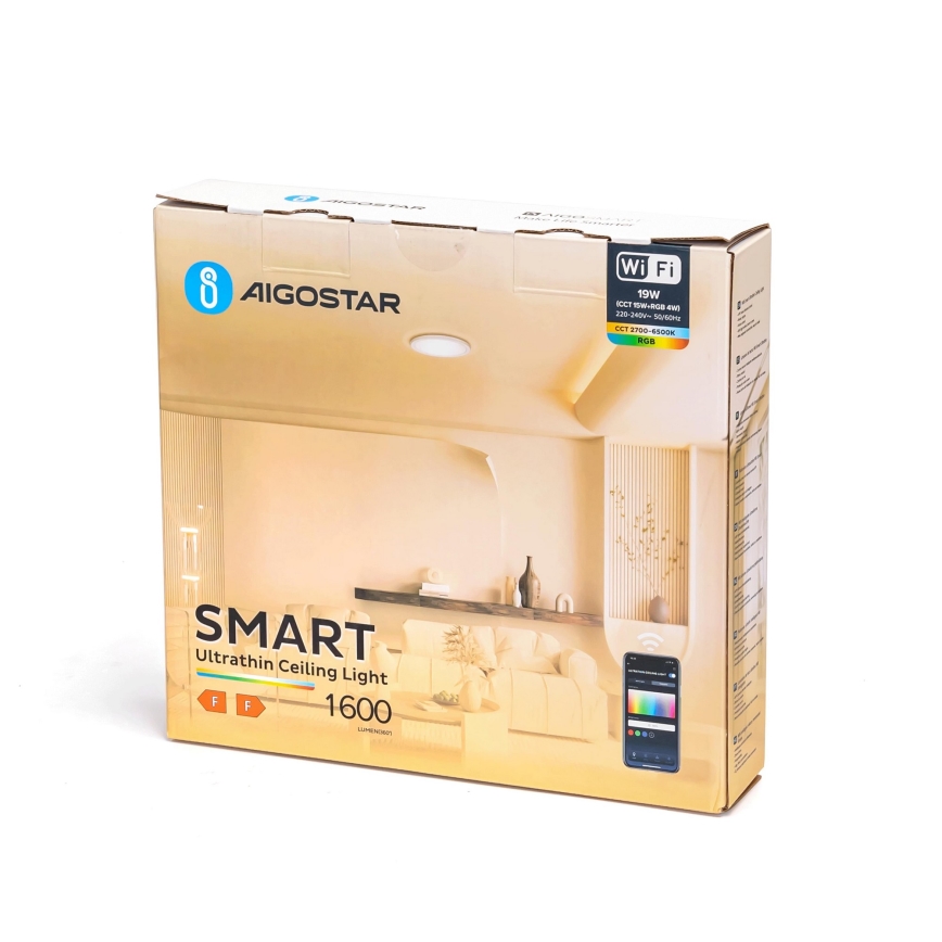 Aigostar - Plafón LED RGBW regulable LED/19W/230V 2700-6500K Wi-Fi