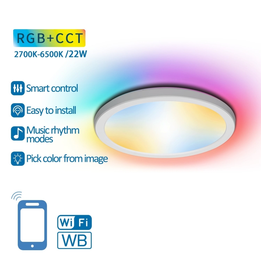 Aigostar - Plafón LED RGBW regulable LED/22W/230V 2700-6500K Wi-Fi