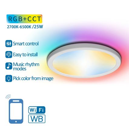 Aigostar - Plafón LED RGBW regulable LED/25W/230V 2700-6500K Wi-Fi