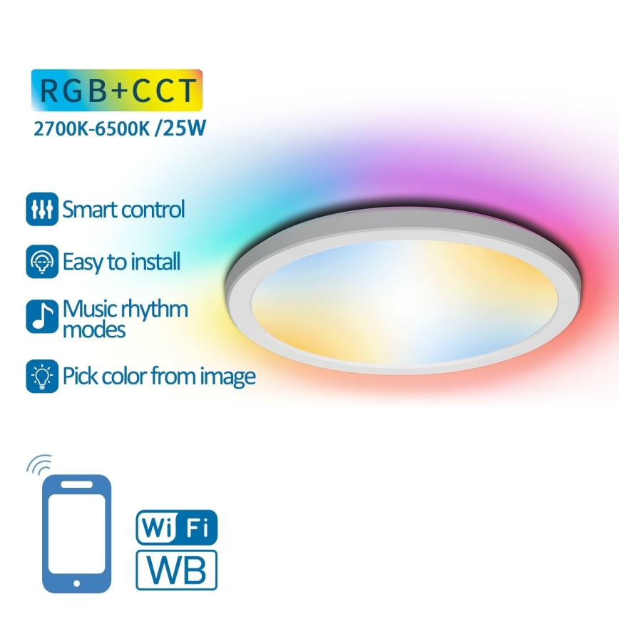 Aigostar - Plafón LED RGBW regulable LED/25W/230V 2700-6500K Wi-Fi