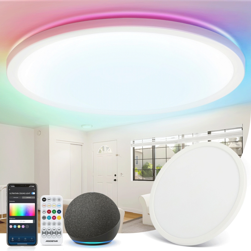 Aigostar - Plafón LED RGBW regulable MESH LED/36W/230V 3000-6500K blanco + control remoto