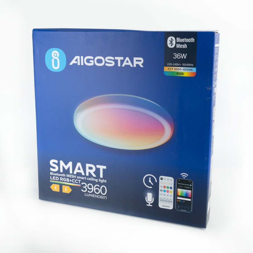 Aigostar - Plafón LED RGBW regulable MESH LED/36W/230V 3000-6500K + control remoto