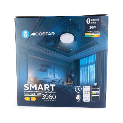 Aigostar - Plafón LED RGBW regulable MESH LED/36W/230V 3000-6500K + control remoto