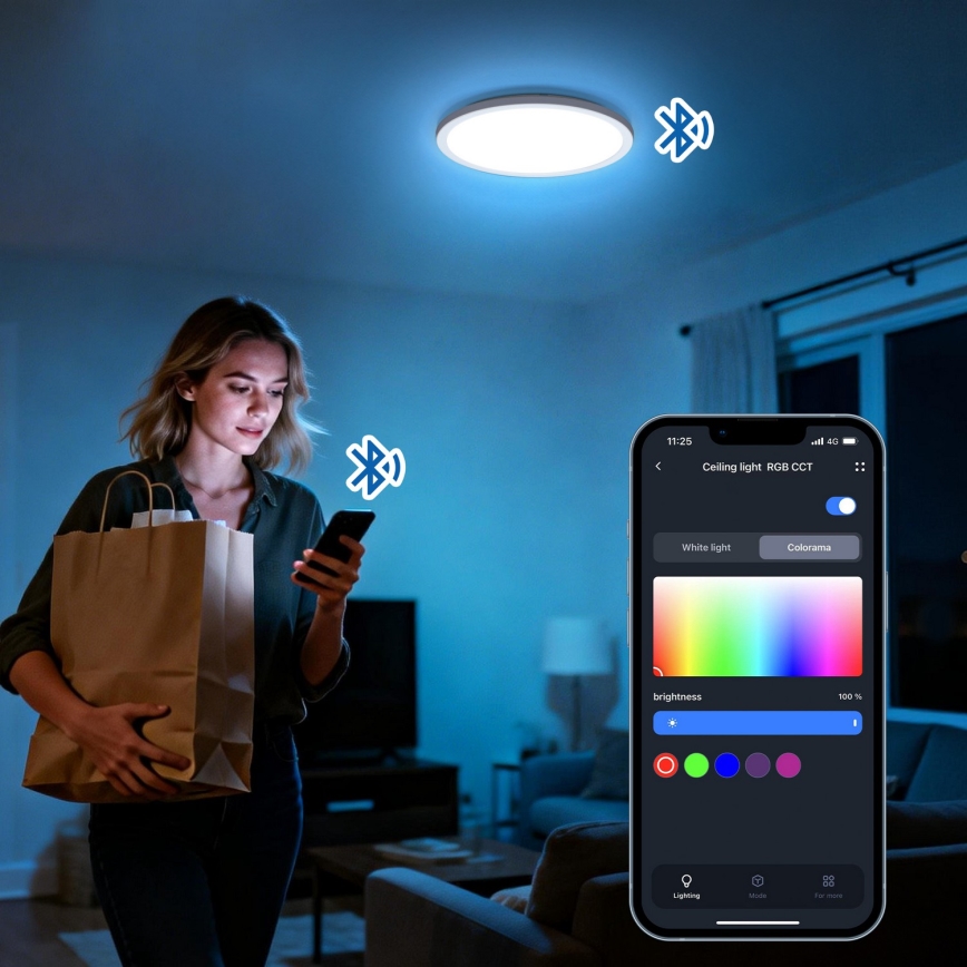 Aigostar - Luminaria de techo LED RGBW regulable MESH LED/24W/230V 3000-6500K negra + mando a distancia