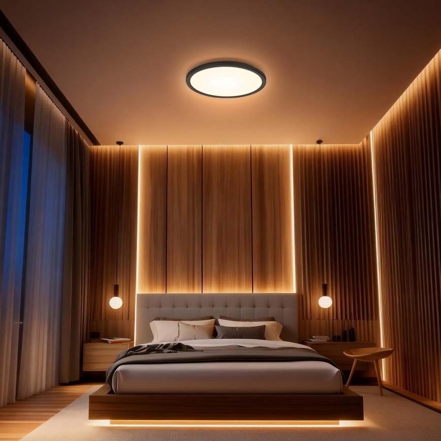 Aigostar - Luminaria de techo LED RGBW regulable MESH LED/24W/230V 3000-6500K negra + mando a distancia