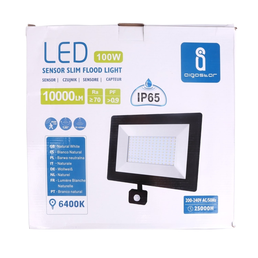 Aigostar - Proyector LED con sensor LED/100W/230V IP65 negro