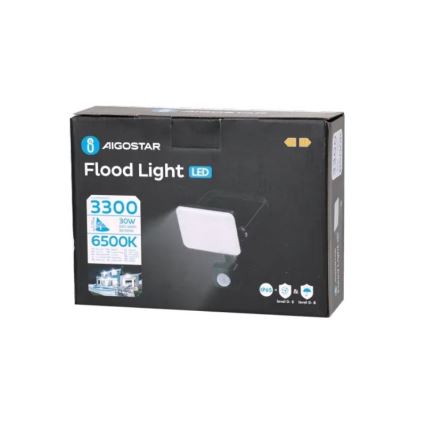 Aigostar - Proyector LED con sensor LED/30W/230V 6500K IP65 negro