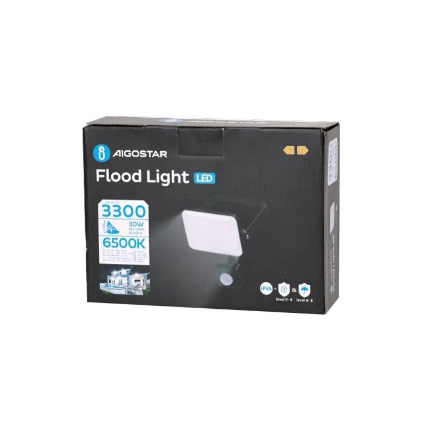 Aigostar - Proyector LED con sensor LED/30W/230V 6500K IP65 negro
