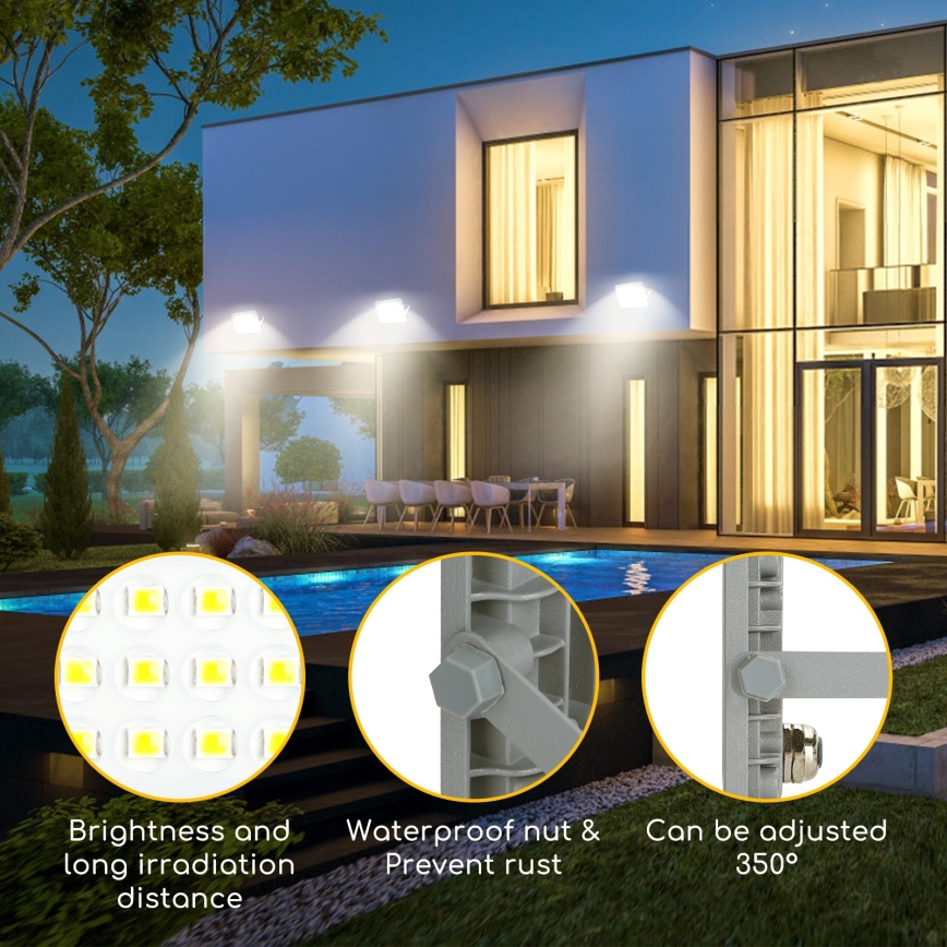 Aigostar - Proyector LED LED/100W/230V gris 4000K IP65