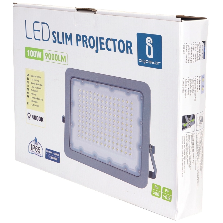 Aigostar - Proyector LED LED/100W/230V gris 4000K IP65