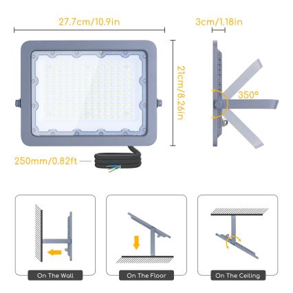 Aigostar - Proyector LED LED/100W/230V gris 4000K IP65