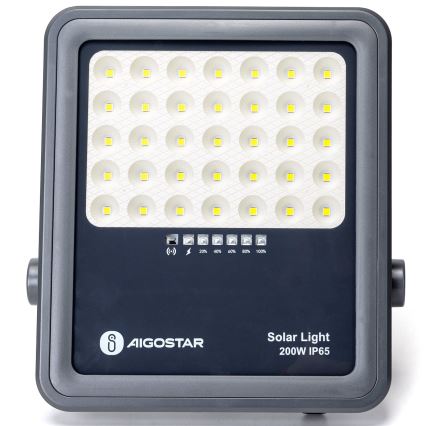 Aigostar - Proyector solar LED regulable LED/200W/3,4V IP65 15000 mAh + control remoto
