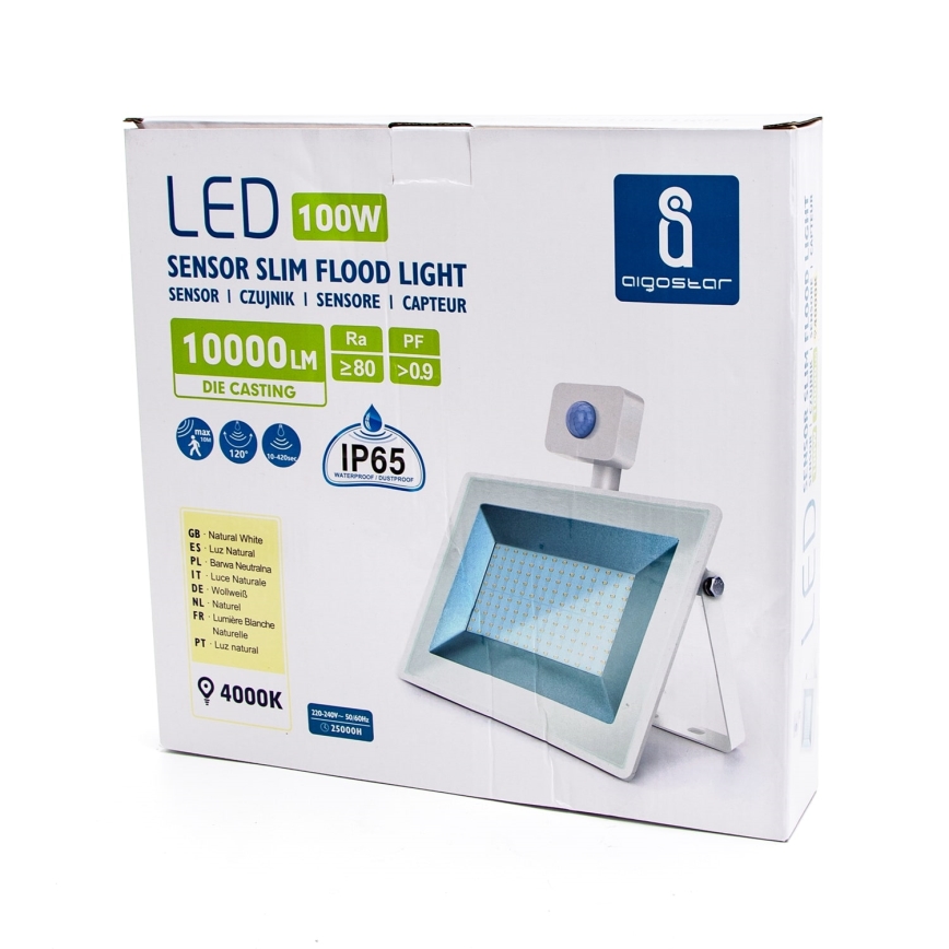 Aigostar - Reflector LED con sensor LED/100W/230V 4000K IP65 blanco
