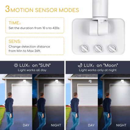 Aigostar - Reflector LED con sensor LED/10W/230V 4000K IP65 blanco