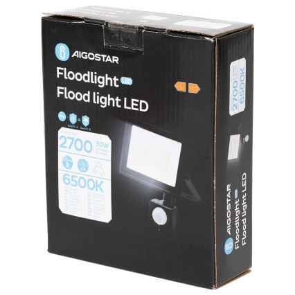 Aigostar - Reflector LED con sensor LED/30W/230V 6500K IP65