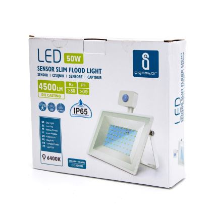 Aigostar - Reflector LED con sensor LED/50W/230V 6400K IP65 blanco