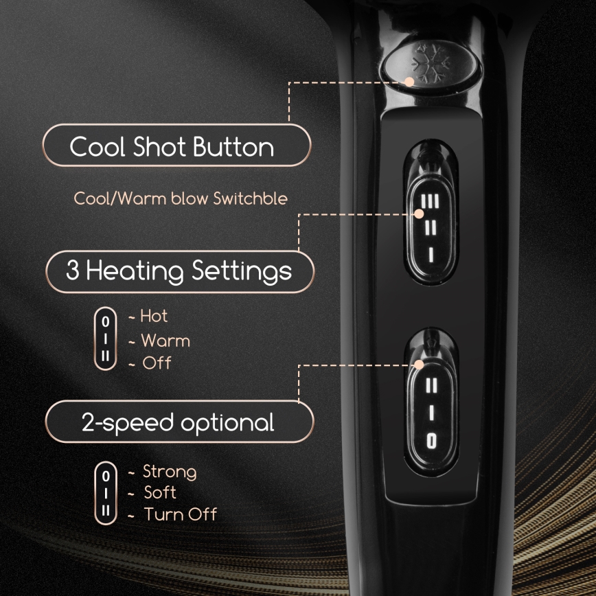 Aigostar - Secador de pelo 2400W/230V negro/cobre