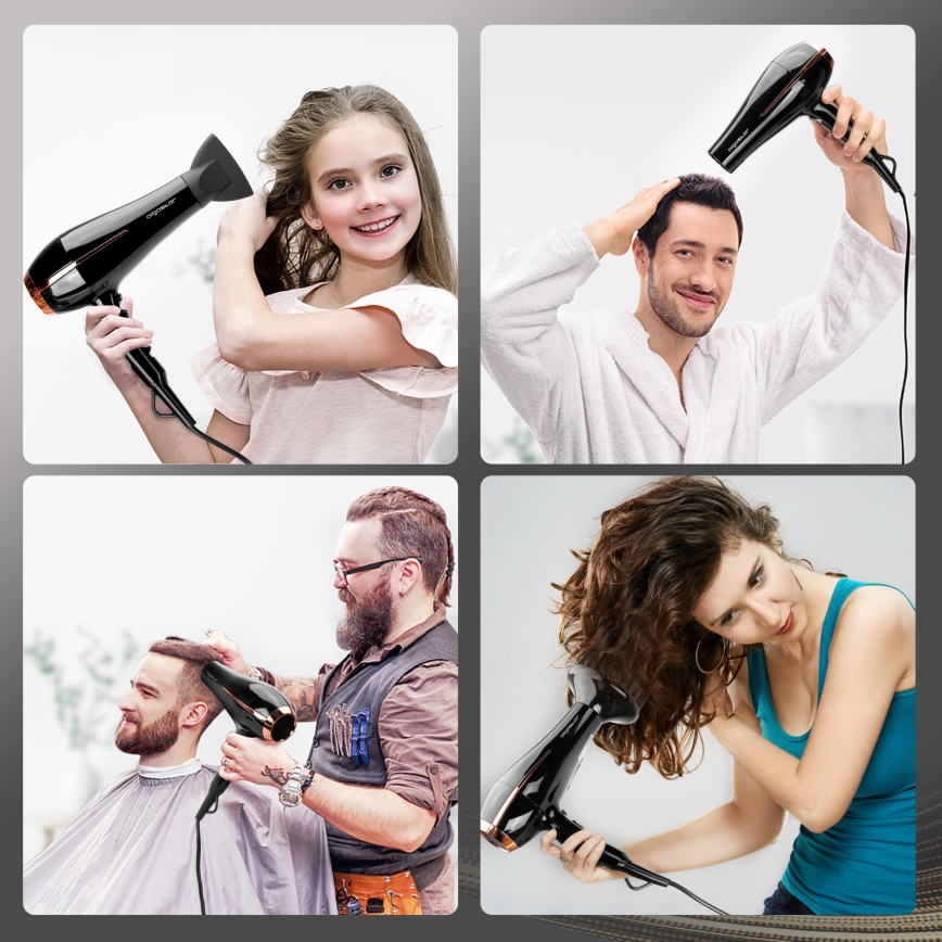 Aigostar - Secador de pelo 2400W/230V negro/cobre