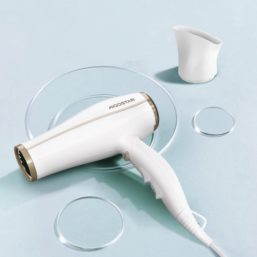 Aigostar - Secador de pelo con ionizador 2200W/230V blanco