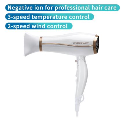 Aigostar - Secador de pelo con ionizador 2200W/230V blanco