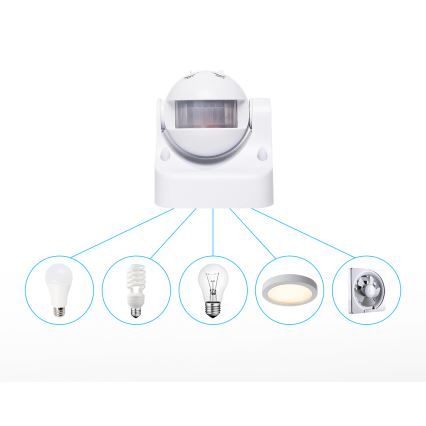 Aigostar - Sensor de movimiento infrarrojo para exteriores 230V IP44 blanco