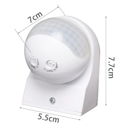 Aigostar - Sensor de movimiento infrarrojo exterior 230V IP44 blanco