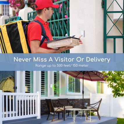 Aigostar - SET 2x Campana inalámbrica 3xAA/12V IP44 blanco