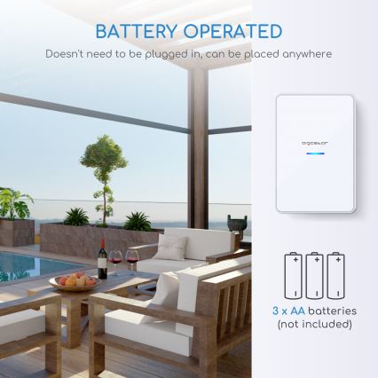 Aigostar - SET 2x Campana inalámbrica 3xAA/12V IP44 blanco