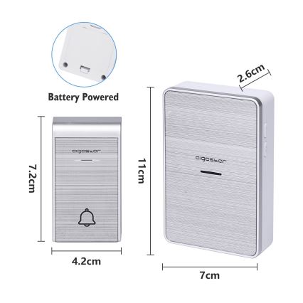 Aigostar - SET 2x Campana inalámbrica 3xAA/12V IP44 plata