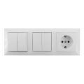 Aigostar - SET 2x Interruptor 2 botones con un enchufe 1x16A/250V SCHUKO