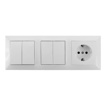 Aigostar - SET 2x Interruptor 2 botones con un enchufe 1x16A/250V SCHUKO
