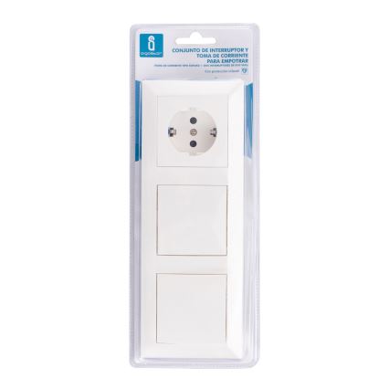 Aigostar - SET 2x Interruptor con un enchufe 1x16A/250V SCHUKO