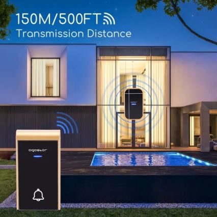Aigostar - SET 2x Timbre inalámbrico con enchufe integrado 230V/12V IP44 negro/cobre