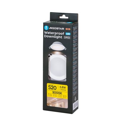 Aigostar - SET 3x Lámpara empotrable de exterior LED LED/4,8W/230V 3000K IP65 blanco