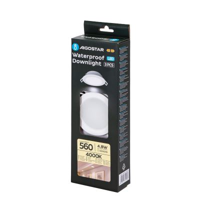 Aigostar - SET 3x Lámpara empotrable de exterior LED LED/4,8W/230V 4000K IP65 blanco